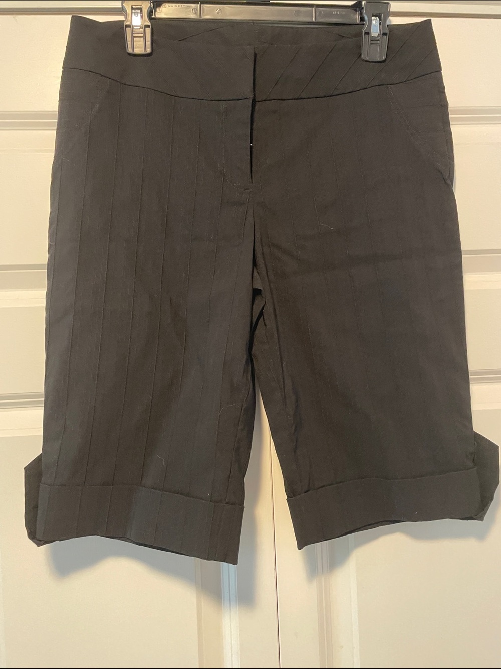 Bisou Bisou Black Pinstripe Bermuda Shorts